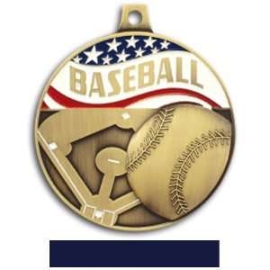  Hasty Awards 2.25 Americana Custom Baseball Medals GOLD MEDAL/NAVY 