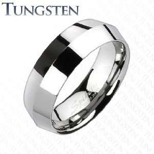 Tungsten Carbide Center Point Faceted Comfort Fit Band Ring   6 8mm 