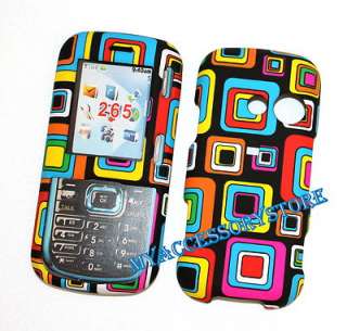 For LG Verizon Cosmos 1 VN250 Colorful Squares Rubberized Hard Phone 
