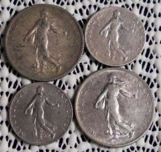 LOT OF FOUR OLD SILVER COINS FROM FRANCE  
