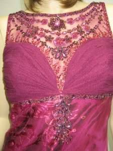 Sue Wong Evening Fuchsia Pink Violet Dress with Shawl 6   New Beaded 