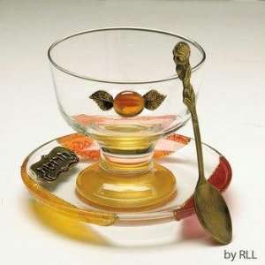 Passover Glass Haronset/Hazeret Plate & Spoon 