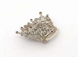 OPULENT 14K GOLD 4.0 CTS CROWN OF DIAMONDS PIN BROOCH  