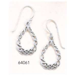   Silver French Wire Earrings, .875 in long Braid Design: Jewelry