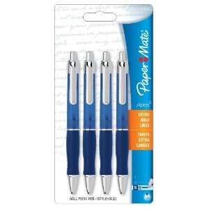  Paper Mate Apex Retractable Ballpoint, 4 Blue Ink Pens 