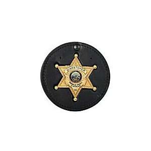 Boston Leather 3 3/4 Round Badge Holder, Swivel W/Velcro, Recessed 