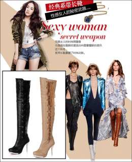 Style :Laceup Studs Platform Stiletto Over The Knee Thigh High Boots 