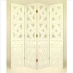  White Geometric Wood Cut   Out Room Divider Furniture 