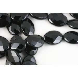 com Black Onyx Beads Flat Oval Faceted 18x25mm [10 strands wholesale 