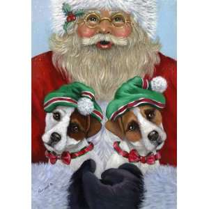 Jack Russell Terrier and Santa Garden Flag Everything 