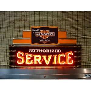 Harley Davidson Motorcycle Neon Service Sign   Sports Memorabilia 