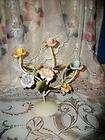 FRENCH CHIC ITALIAN TOLE CANDELABRA COTTAGE SHABBY ROSES ROMANTIC SOFT
