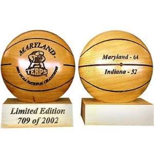   Works Maryland Terrapins 2002 National Champ Engraved Wood Basketball