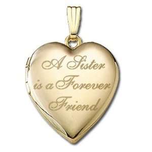    14k Yellow Gold A Sister Is A Forever Friend Locket Jewelry