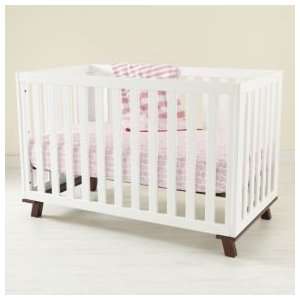   Baby Painted White Low Rise Modern Crib with Espresso Base Baby