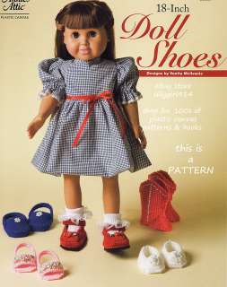 Annies PLASTIC CANVAS PATTERN for 18 DOLL SHOES~5 Pairs~SEE PICS 