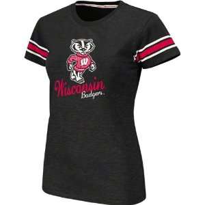   Badgers Womens Black Backspin Slub Knit T Shirt: Sports & Outdoors