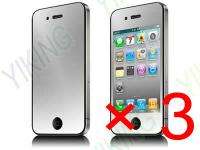 NEW 3 x Mirror Screen Protector Film Cover For iPhone 4 iPhone 4S FREE 
