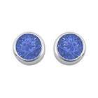   Sapphire Bezel Set Stud Earrings  .925 Sterling Silver   1.00 CT TGW
