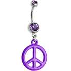Body Candy Purple Neon Peace Sign Belly Ring