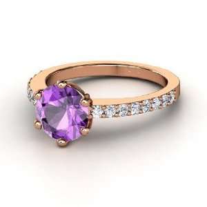  Majesty Ring, Round Amethyst 14K Rose Gold Ring with 