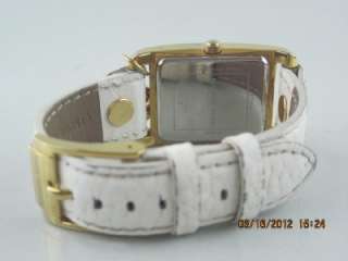   Kors MK 2213 Womens Goldtone Crystal Accent White Leather Charm Watch
