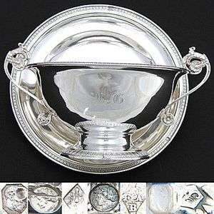 Antique French Sterling Silver Soup or Bouillon Bowl & Saucer, c. 1819 
