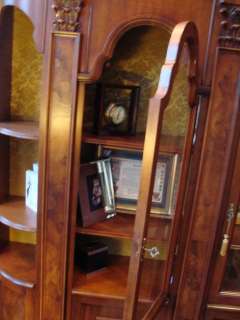 Mahogany Wood & Glass Library Corner Book Shelf Cabinet Unit TV Stand 