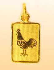 22k solid gold CHINESE ZODIAC ROOSTER PENDANT ##46  