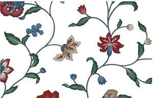   Waverly Floral Vintage Flowers Red Blue Taupe Green White Double Rolls