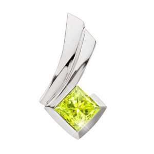   Pendant with Greenish Yellow Diamond 1 1/2 carat Princess cut: Jewelry