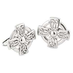  Sterling Silver Celtic Knot Cross Cufflink: Jewelry
