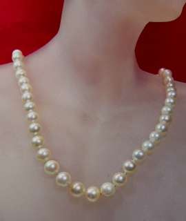 extremely rare gorgeous natural south sea pearl 14k gold necklace 