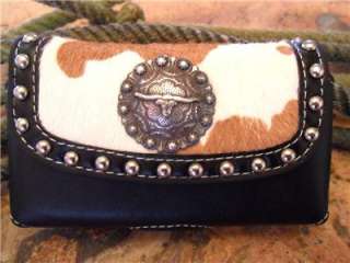 CELL PHONE CASE /LEATHER HOLDER WESTERN LONGHORN CONCHO  