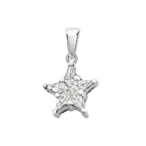 com 18k White Gold Kite Noble Cut Star Shaped Cluster 5 Stone Diamond 