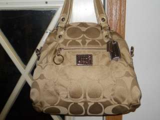   Coach Poppy Gold/Khaki SIG Sateen Foldover Crossbody Handbag 18708 HTF