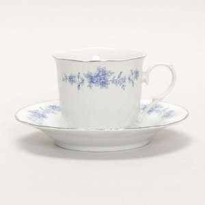  Blue Rose Porcelain 7.5 Ounce Tea Cup & Saucer Sets (6 