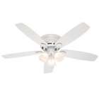   Ceiling Fan, White with Bleached Oak/White Blades and Frosted Glas