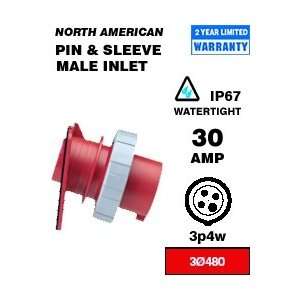  Leviton 430B7W 30 Amp 480 Volt 3 Phase Pin & Sleeve Inlet 