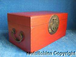 Vintage Wooden Furniture Wedding Red Jewelry Box Trunk  