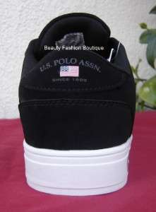 NEW US POLO ASSN CASUAL BLACK & WHITE LOW TOP MEN SNEAKER SHOES SIZES 