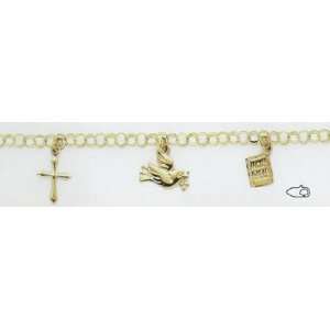  14kt 8 Yellow Gold Religious Symbols Bracelet   FB773 8 Jewelry