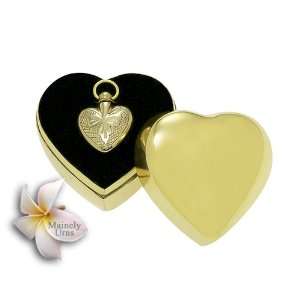   Brass Floral Heart Keepsake Cremation Pendant With Free Case Jewelry