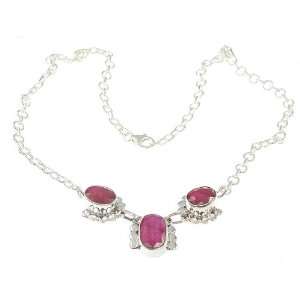    925 Sterling Silver Created RUBY Necklace, 17, 20.1g Jewelry