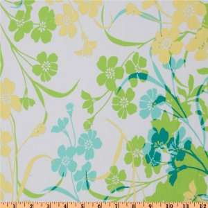  60 Wide Stretch Nylon Swimwear Floral White/Green Fabric 
