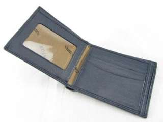 Genuine Polished Stingray Leather Skin Bi Fold Mens Wallet BLUE + FREE 