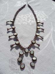   STERLING Silver Mother of Pearl SQUASH BLOSSOM NECKLACE Gorgeous