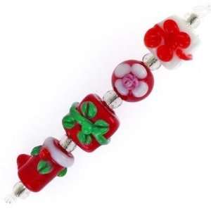   Red and Green Christmas Fun Lampwork Bead Sets Arts, Crafts & Sewing