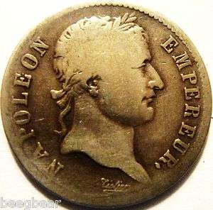 France   Rare 1808 A 1 Franc Napoleon Bonaparte  