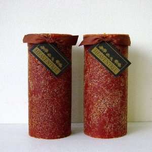   Textured Pillar Scented Candle Set of 2, Rust Candles